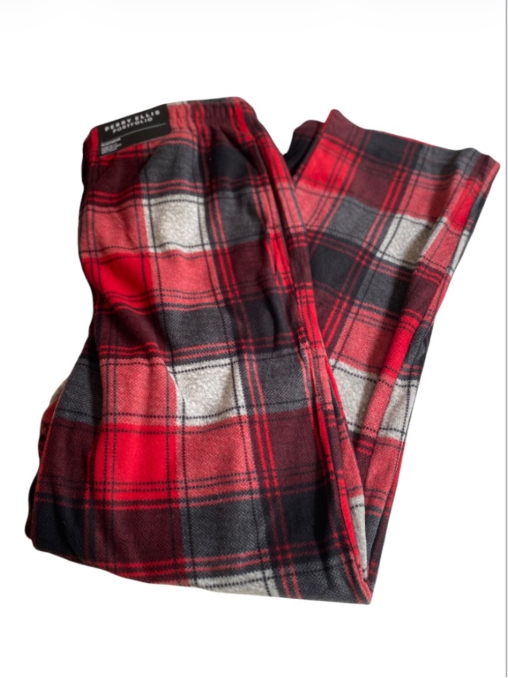 Perry Ellis Portfolio Plaid Mens Pajama Pants Cozy Fleece Sleepwear NWT Size Med